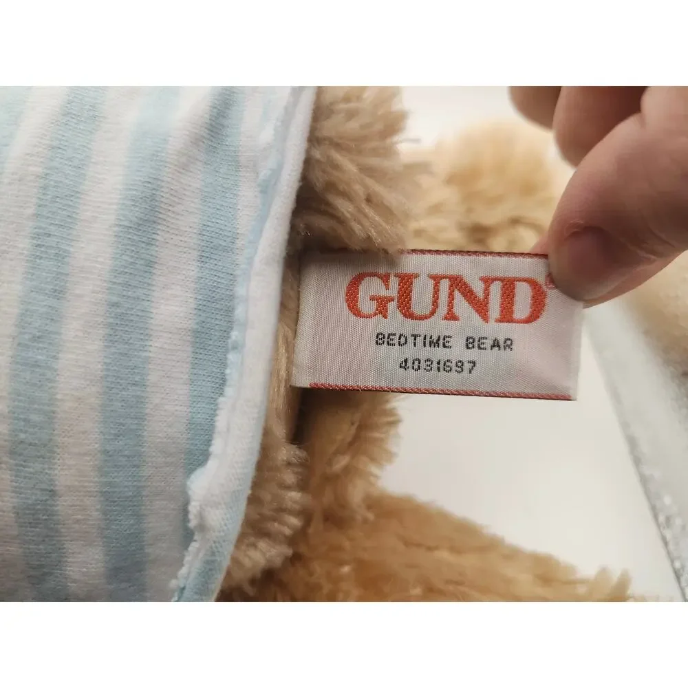GUND Bedtime Bear Plush 2012 Pajamas‎ Nightcap Blue Striped Lullaby Non-Working